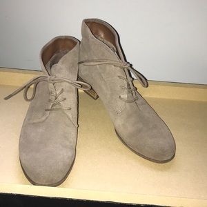 Cream Lace Up Ankle Booties